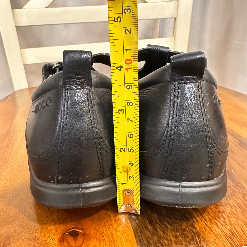 ECCO Mary Jane Flats Womens 42 Black Leather T-Strap Comfort‎ Walking Shoes - Picture 4 of 12